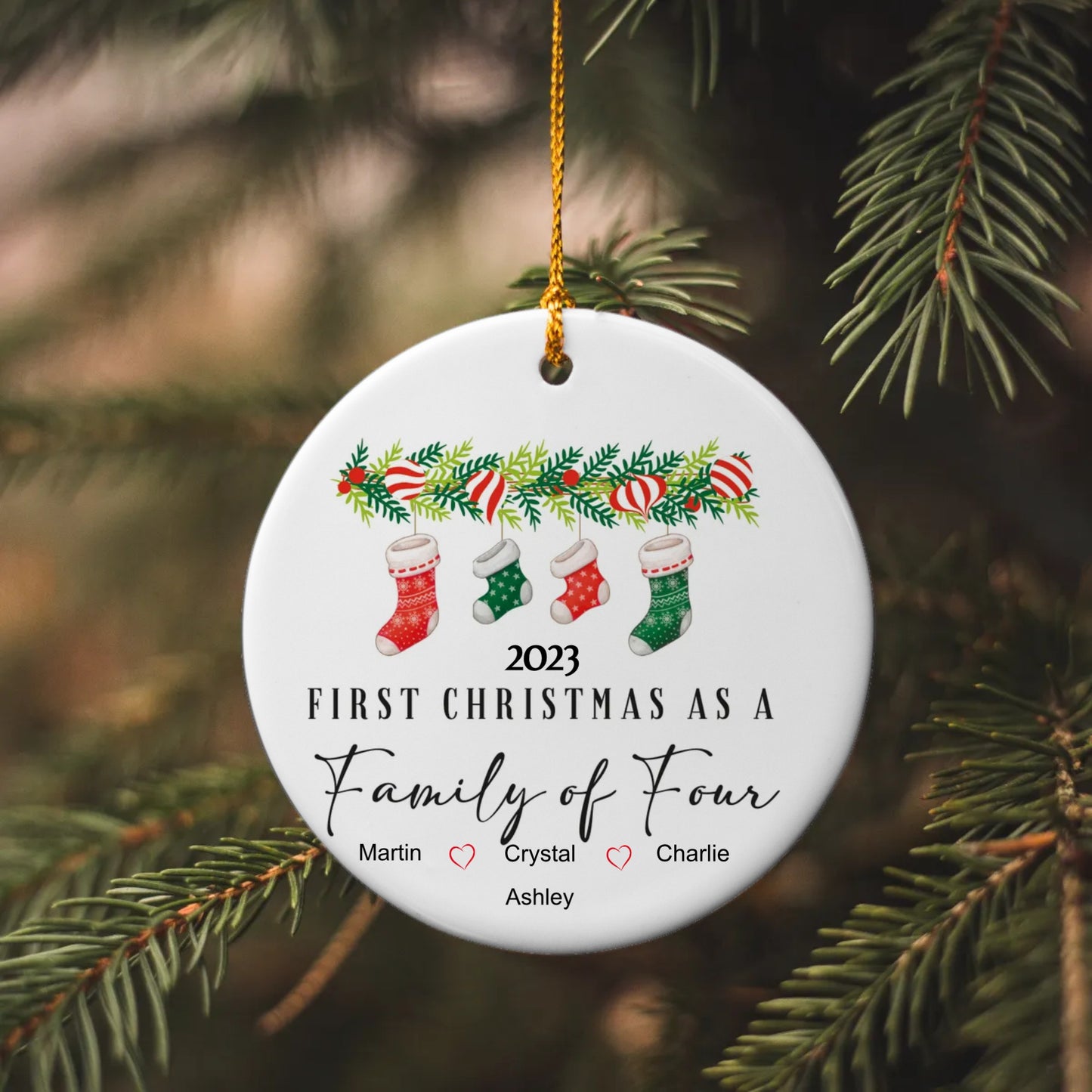 A Magical Beginning: First Christmas as a Family of Four Ornament
