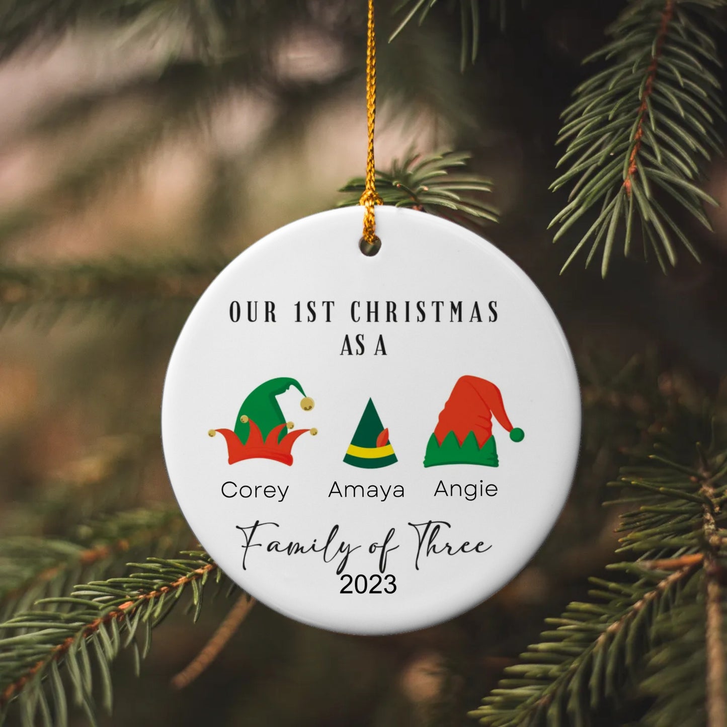 A Magical Beginning: First Christmas as a Family of Three Ornament