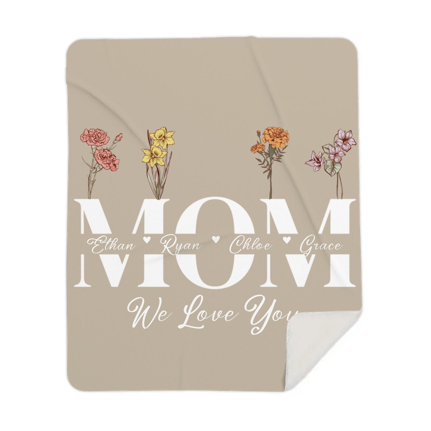 Family Blossoms Blanket For Mother's 50×60 Sherpa Blanket