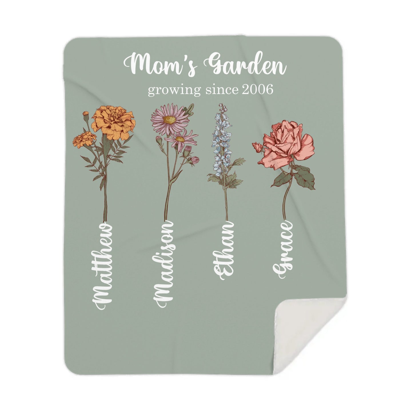 Garden Birth Flower Blanket for Mother's and Grandmother's 50×60