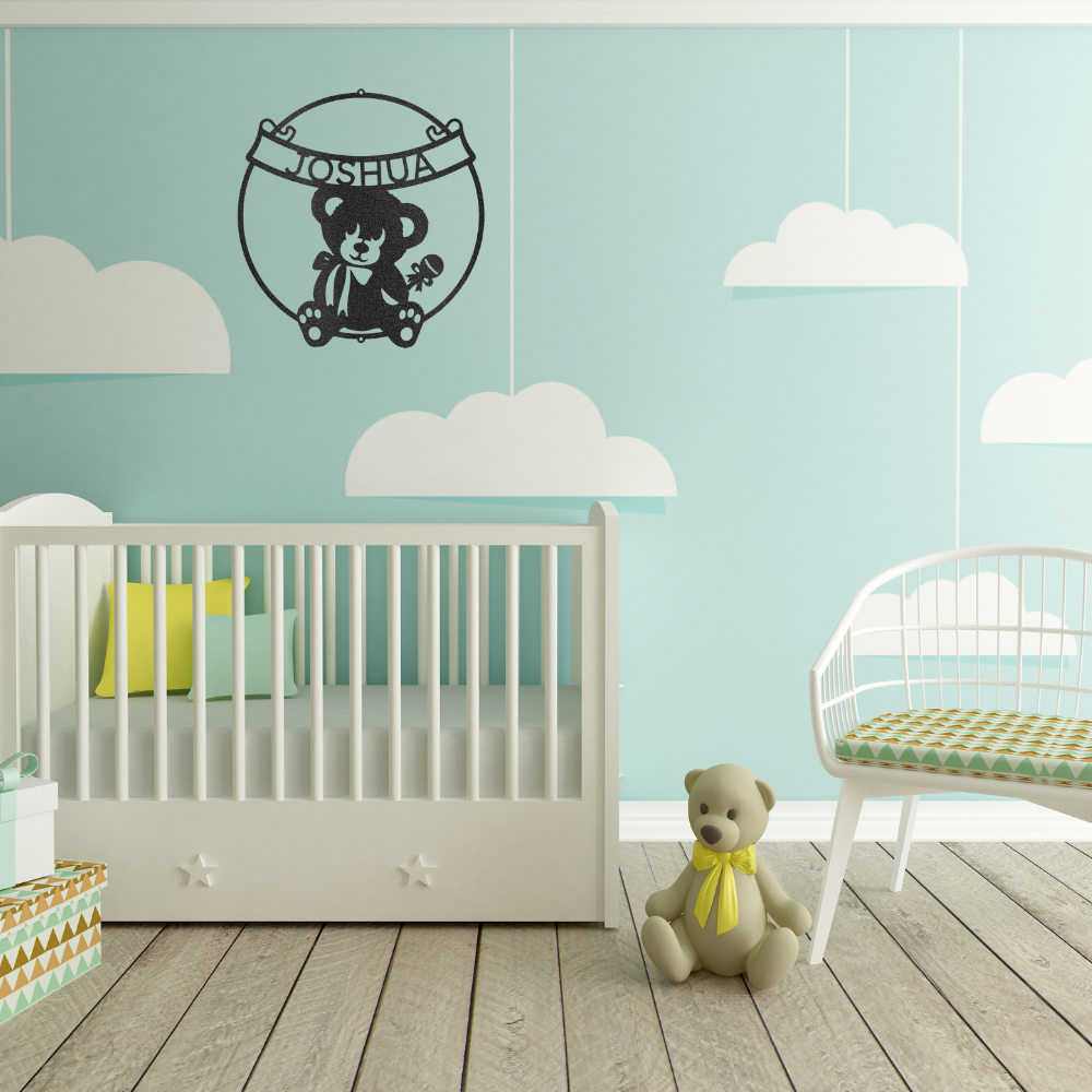 Custom Teddy Bear Metal Wall Sign - Charming Children's Room Decor