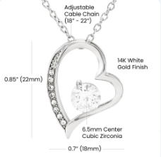 To My Beautiful Daughter Forever Love Necklace - 14k white gold finish