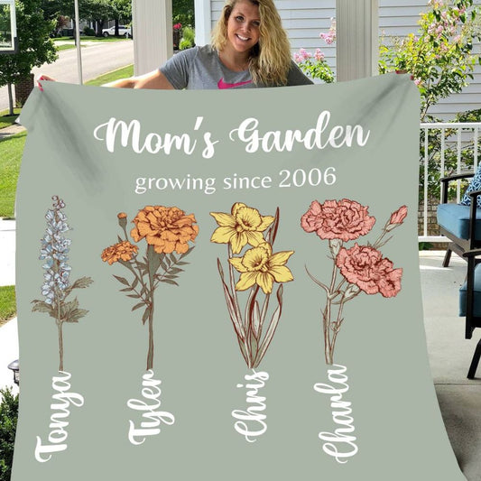 Garden Birth Flower Blanket for Mother's and Grandmother's 50×60