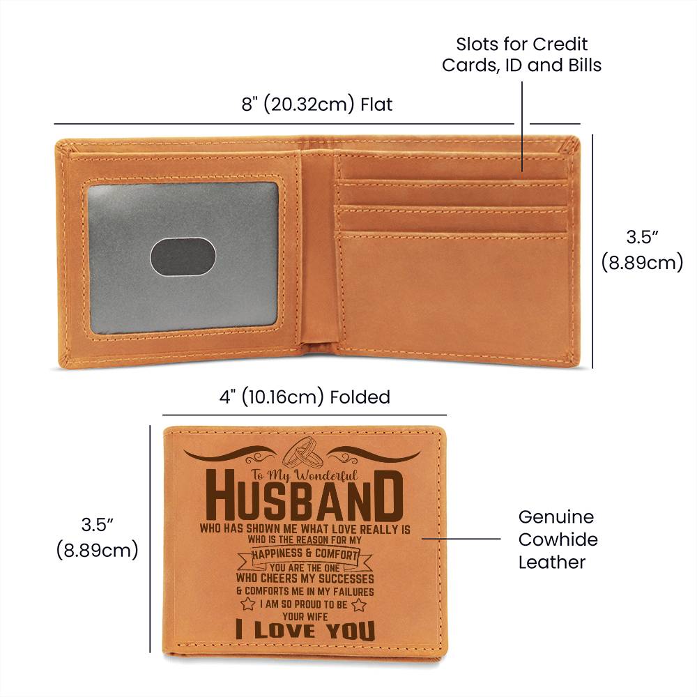 To My Husband Leather Wallet