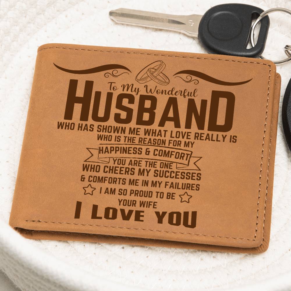 To My Husband Leather Wallet