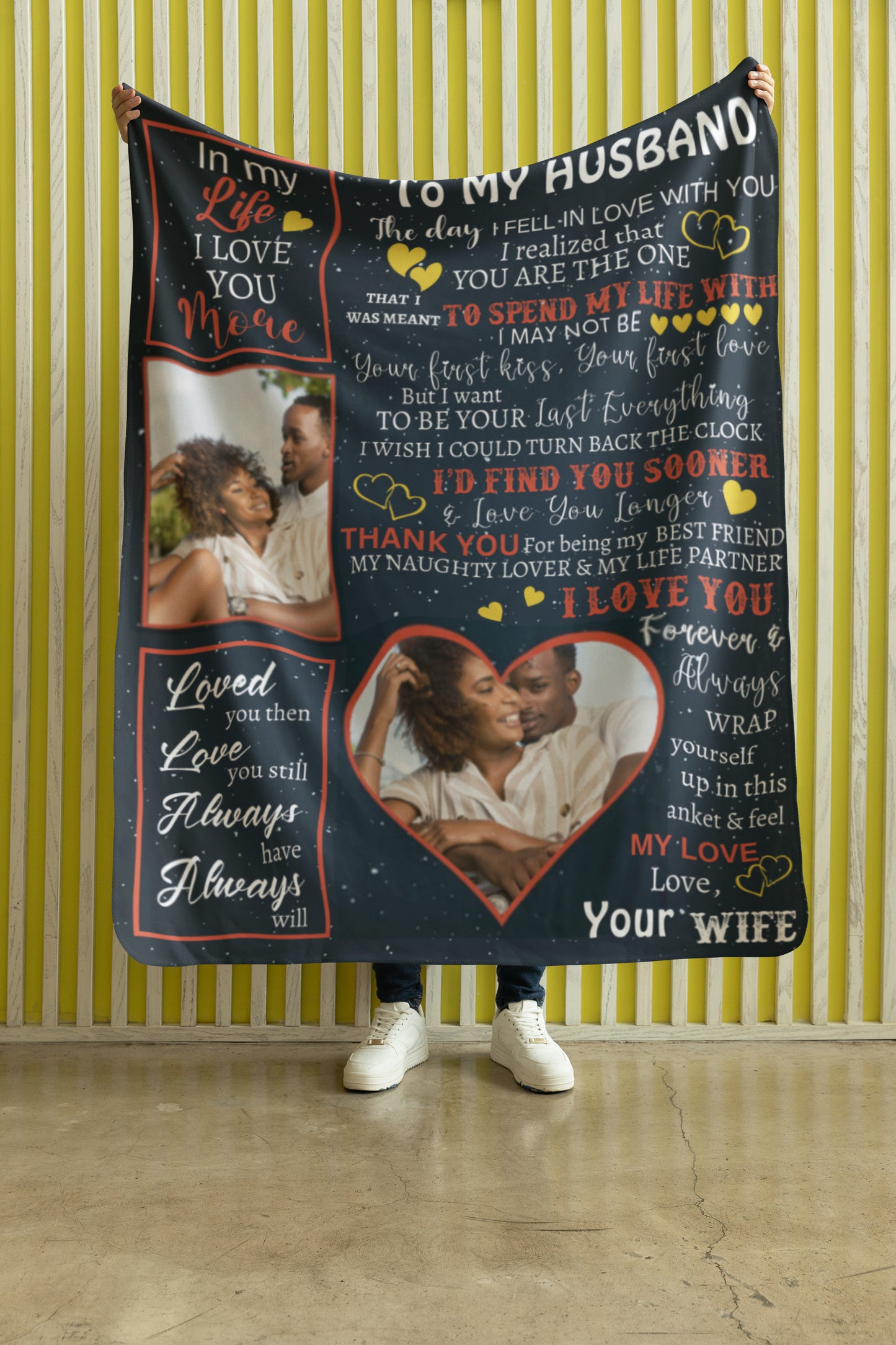 To My Husband Personalized Photo Premium Sherpa Blanket 50×60
