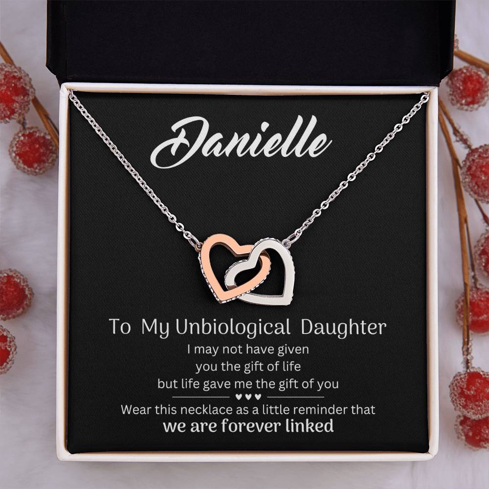 To My Unbiological Daughter Interlocking Hearts Necklace