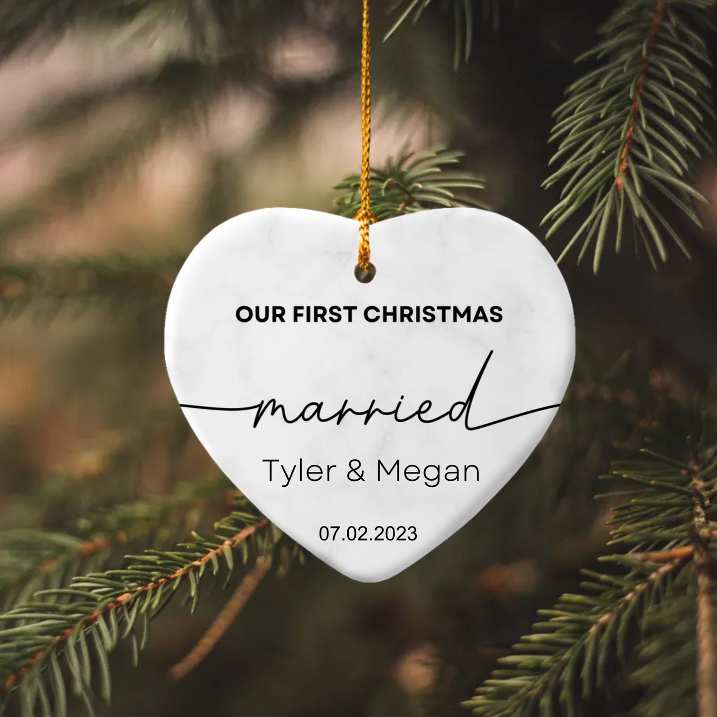 Our First Christmas Married Keepsake Heart Ornament