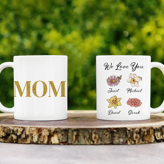 Blossoming Love: Mom's Birth Flower Mug Collection 11 oz. - White